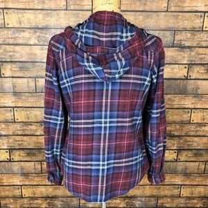 Maurice's Small Hooded Flannel Maroon Navy